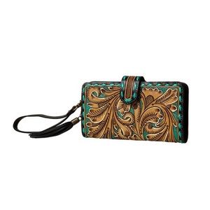 NWT Western Swing Hand-Tooled Leather Wallet / Wristlet